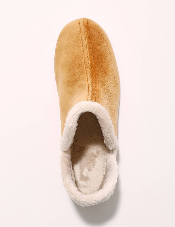 Chaussons bottillons en velours - intérieur fourré toucher peluche  (beige) Chaussons bottillons en velours - intérieur fourré toucher peluche  (beige)